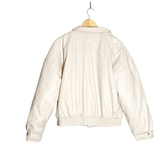 NWT Wild Pony cream vegan leather bomber jacket size L - Picture 3 of 6